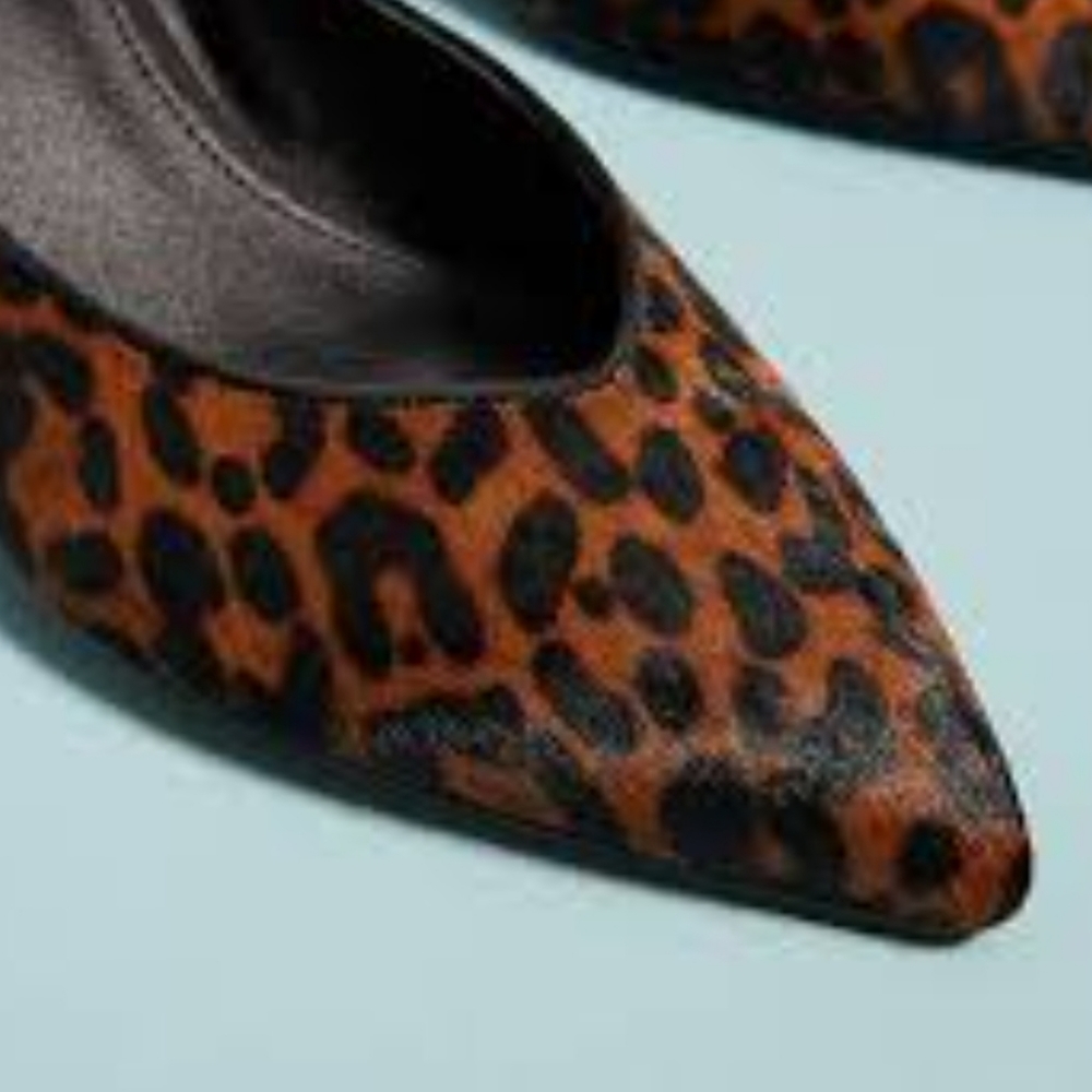 Ann Taylor Loft Point Toe Leopard Texture Print Flats Size 9